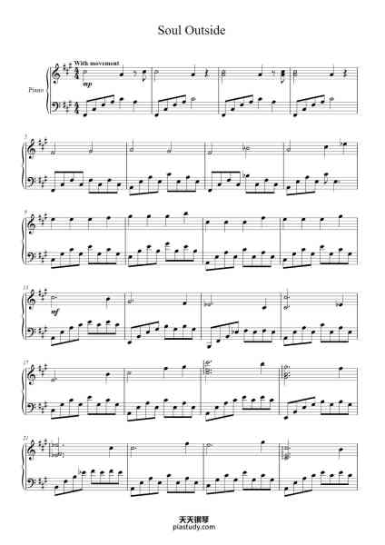 “Soul Outside”钢琴谱-Antonio Pinto-免费下载-天天钢琴