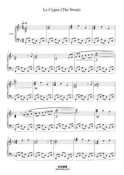 “Le Cygne (The Swan)”钢琴谱-Camille Saint-Saëns-免费下载-天天钢琴