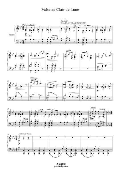“Valse au Clair de Lune, Op. 260”钢琴谱-Philipp Fahrbach Jr.-免费下载-天天钢琴