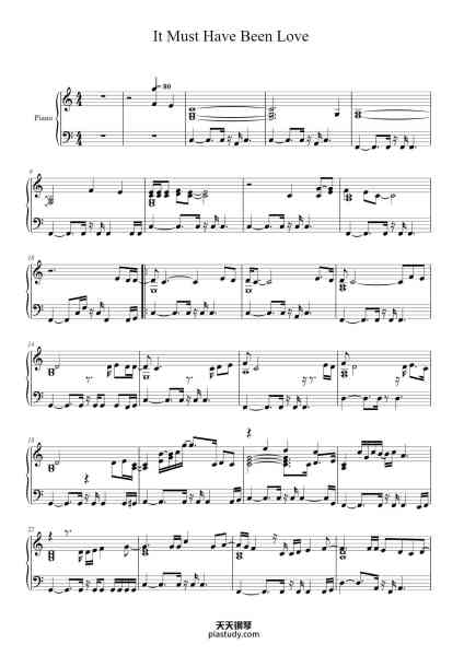 “It Must Have Been Love”钢琴谱-Arranged by Jack Torrance-免费下载-天天钢琴