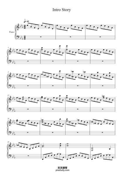 “Intro Story (Paper Mario: The Thousand-Year Door)”钢琴谱-Misc Soundtrack-免费下载-天天钢琴