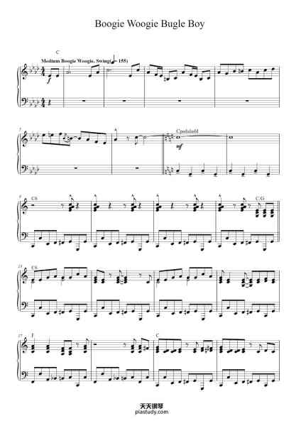 “Boogie Woogie Bugle Boy”钢琴谱-Words and Music by DON RAYE
and HUGHIE PRINCE-免费下载-天天钢琴