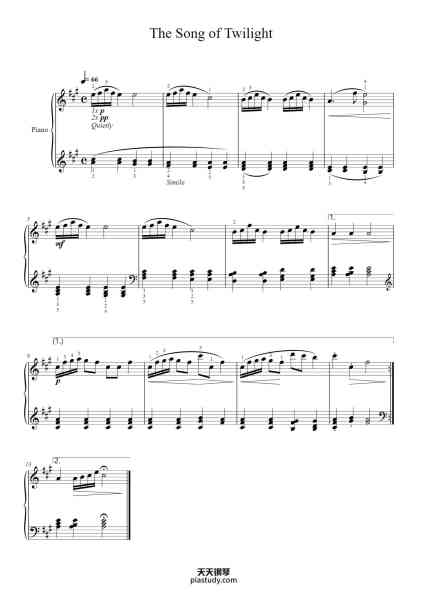 “The Song of Twilight”钢琴谱-Nakada Yoshinao-免费下载-天天钢琴