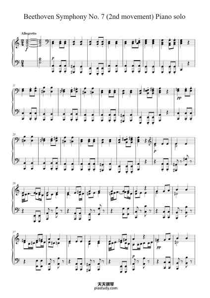 “Beethoven Symphony No. 7 (2nd movement) Piano solo”钢琴谱-Beethoven-免费下载-天天钢琴