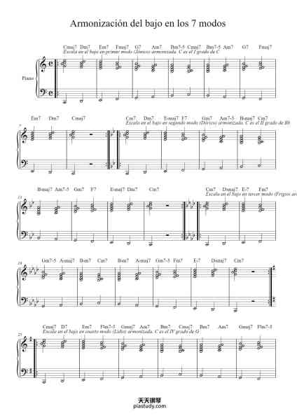 “Armonización del bajo en los 7 modos”钢琴谱-Alberto Betancourt-免费下载-天天钢琴