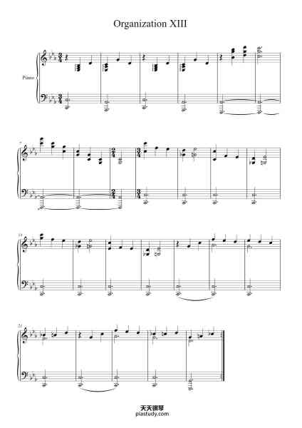 “Organization XIII”钢琴谱-Yoko Shimomura-免费下载-天天钢琴