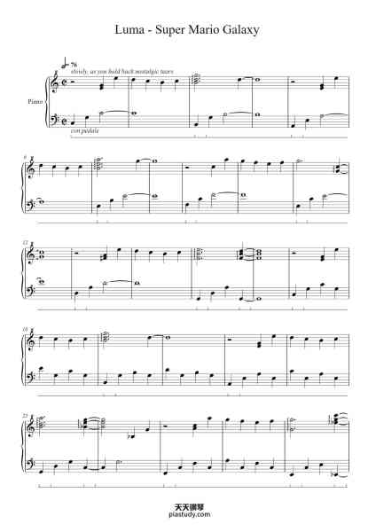 “Luma - Super Mario Galaxy”钢琴谱-Mahito Yokota Arr. Jared and Nate Wilson-免费下载-天天钢琴