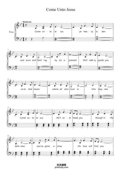 “Come Unto Jesus”钢琴谱-Arranged by
Stephanie Wood-免费下载-天天钢琴