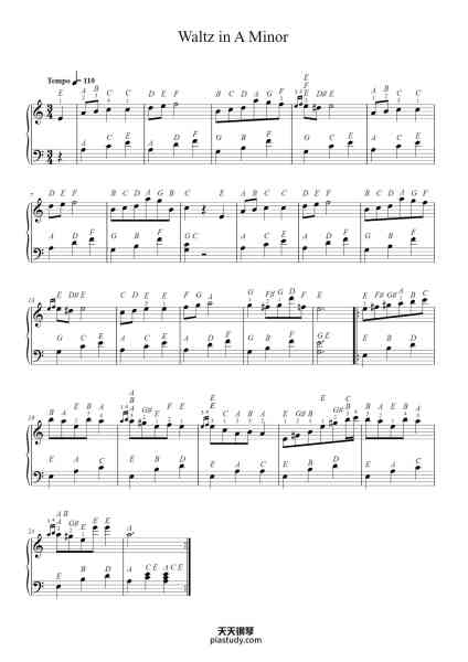 “Waltz in A Minor, B. 150, Op. Posth”钢琴谱-Chopin -免费下载-天天钢琴