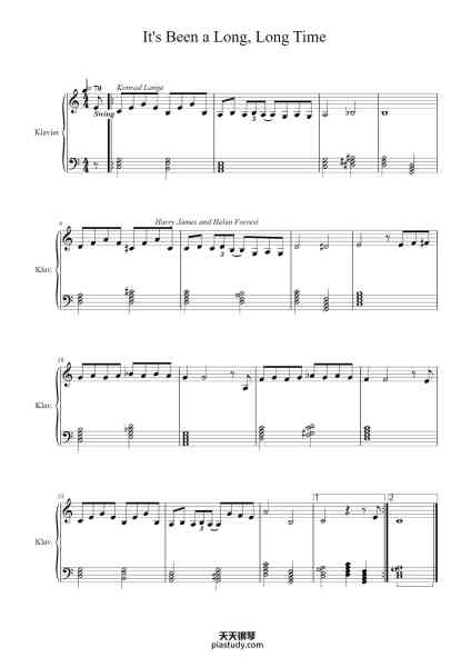 “It's Been a Long, Long Time”钢琴谱-Harry James and Helen Forrest-免费下载-天天钢琴