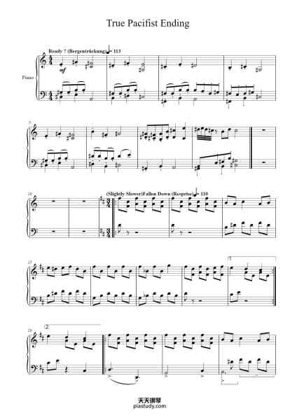 “True Pacifist Ending”钢琴谱-Music is © Toby Fox Arranged by 'The Unprofessional Transcriber'-免费下载-天天钢琴