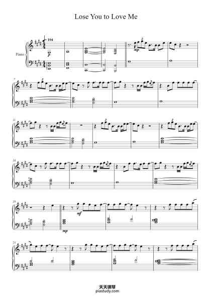 “Lose You To Love Me”钢琴谱-Wesley Steenbergen-免费下载-天天钢琴