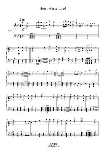 “Horst Wessel Lied”钢琴谱-Horst Wessel-免费下载-天天钢琴