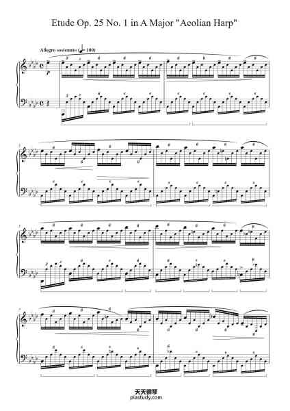 “Etude Op. 25 No. 1 in A Major "Aeolian Harp"”钢琴谱-Chopin-免费下载-天天钢琴