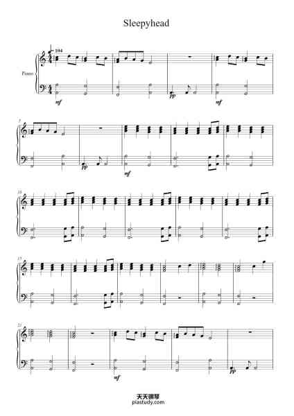 “Sleepyhead”钢琴谱-Music by Passion Pit Arranged by Nicole Potenza-免费下载-天天钢琴
