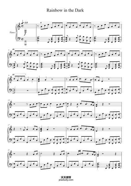 “Rainbow in the Dark”钢琴谱-Regham-免费下载-天天钢琴