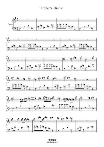 “France's Theme”钢琴谱--免费下载-天天钢琴