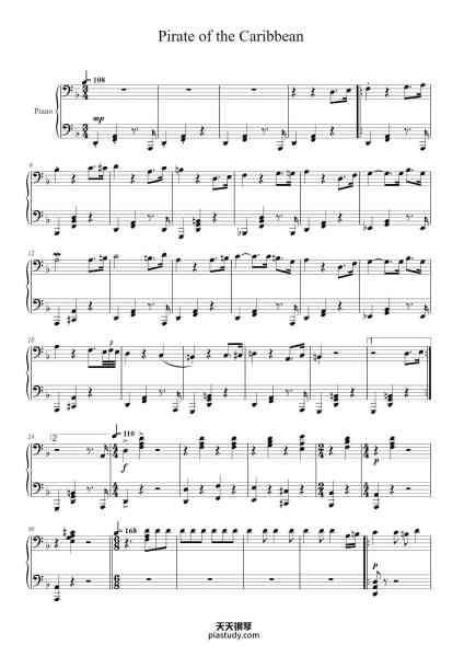 “Pirates of the Caribbean”钢琴谱-Hans Zimmer-免费下载-天天钢琴