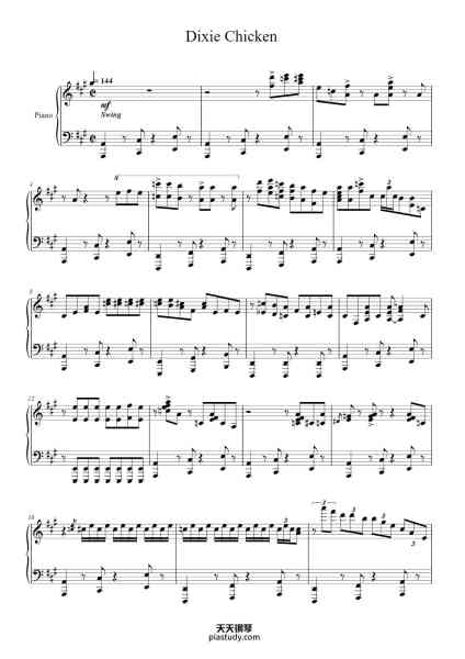 “Dixie Chicken”钢琴谱-George Lowell-免费下载-天天钢琴
