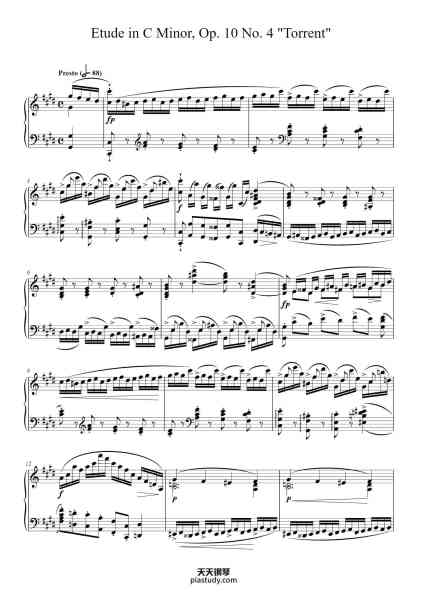 “Etude in C Minor, Op. 10 No. 4 "Torrent"”钢琴谱-Chopin-免费下载-天天钢琴