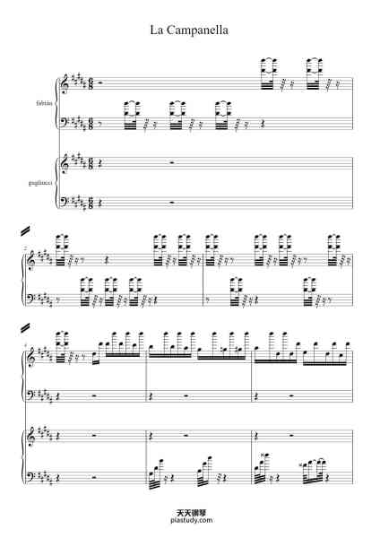 “Grandes études de Paganini, S. 141: No. 3 in G-Sharp Minor "La campanella"”钢琴谱-Niccolò Paganini-免费下载-天天钢琴