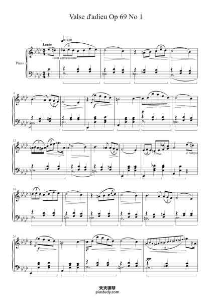 “Waltz in A Flat Major, Op. 69, No. 1 "L'adieu"”钢琴谱-Composer: Fryderyk Franciszek Chopin
-免费下载-天天钢琴