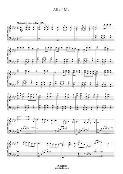 “All of Me”钢琴谱-Words and Music by JOHN STEPHENS
and TOBY GAD-免费下载-天天钢琴