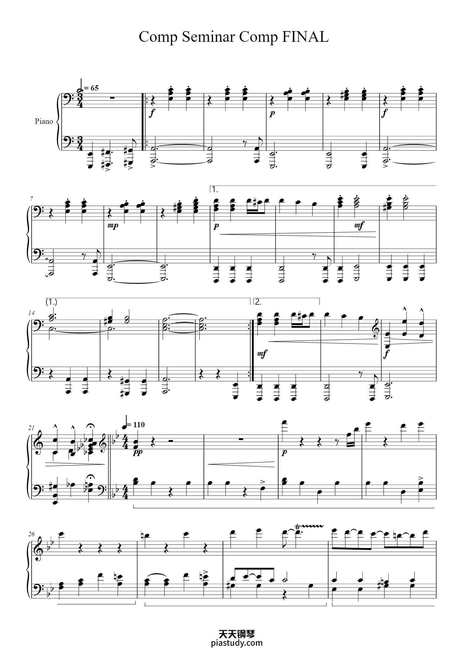 Comp1 Music Comp Seminar Comp FINAL钢琴谱 - Andres De La Torre - free piano sheet ...