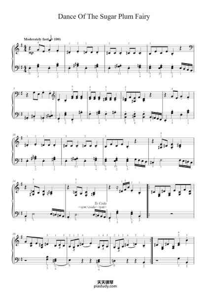 “The Nutcracker, Op. 71: Dance of the Sugar Plum Fairy”钢琴谱-By Pyotr Il’yich Tchaikovsky-免费下载-天天钢琴