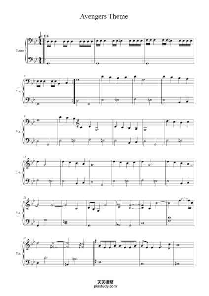 “Avengers Theme”钢琴谱-Alan Silvestri-免费下载-天天钢琴