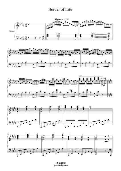 “Border of Life”钢琴谱-Comp. ZUN
Arr. まらしぃ-免费下载-天天钢琴