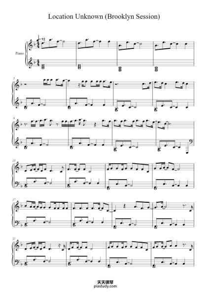 “Location Unknown (Brooklyn Session)”钢琴谱-HONNE
Arr. by Liam Hinzman
-免费下载-天天钢琴