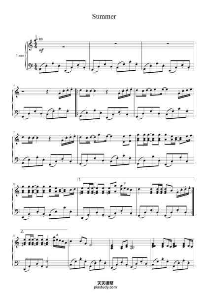 “Summer - Joe Hisaishi”钢琴谱-Vinstowe Wildnd-免费下载-天天钢琴