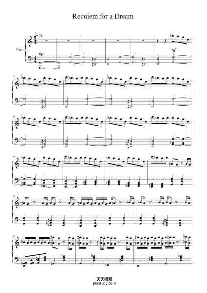 “Requiem for a Dream”钢琴谱-Clint Mansell-免费下载-天天钢琴