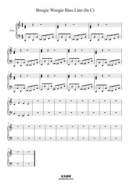 “Boogie Woogie Bass Line (In C)”钢琴谱-Misc Traditional-免费下载-天天钢琴