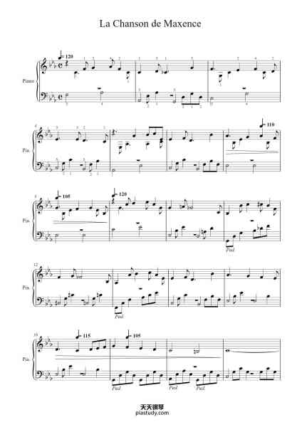 “La Chanson de Maxence”钢琴谱-Tiré de la B.O. Les Demoiselles de Rochefort - 1967-免费下载-天天钢琴