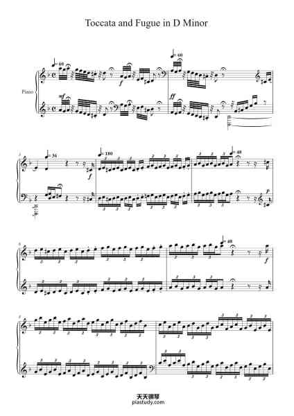“Toccata and Fugue in D Minor (Piano solo)”钢琴谱-J.S. Bach-免费下载-天天钢琴