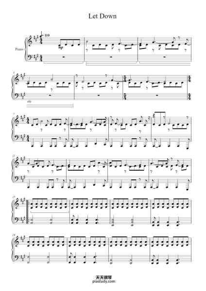 “Let Down”钢琴谱-Radiohead
;scribed Sheldon May 21
-免费下载-天天钢琴
