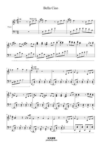 “Bella Ciao”钢琴谱-Traditionnel-免费下载-天天钢琴