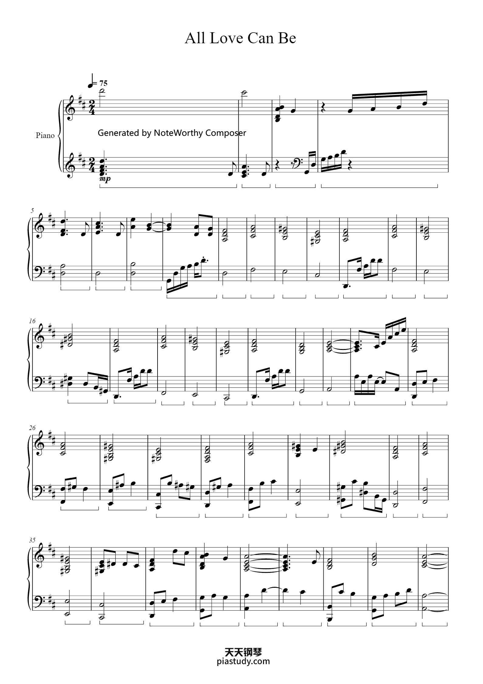 All Love Can Be钢琴谱 - undefined - free piano sheet music - PiaNoproblem