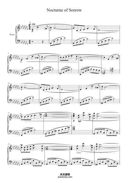 “Nocturne of Sorrow”钢琴谱-Masao Aichi-免费下载-天天钢琴