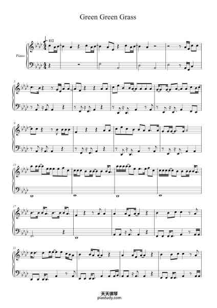 “Green Green Grass”钢琴谱-Wesley Steenbergen-免费下载-天天钢琴