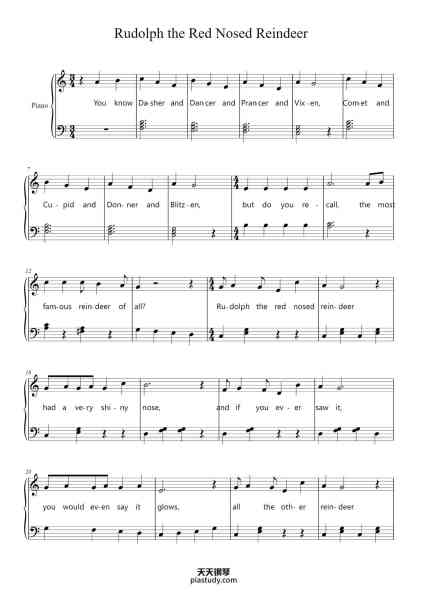 “Rudolph the Red Nosed Reindeer”钢琴谱-John Marks-免费下载-天天钢琴