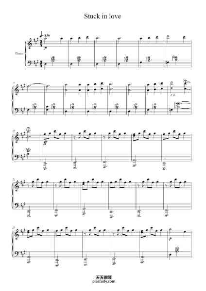 “Stuck in love”钢琴谱-Transcription by Erika Marielle Arrangement by Ahr-免费下载-天天钢琴