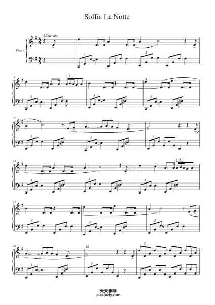 “Soffia La Notte”钢琴谱-Musica di Fabrizio PATERLINI-免费下载-天天钢琴