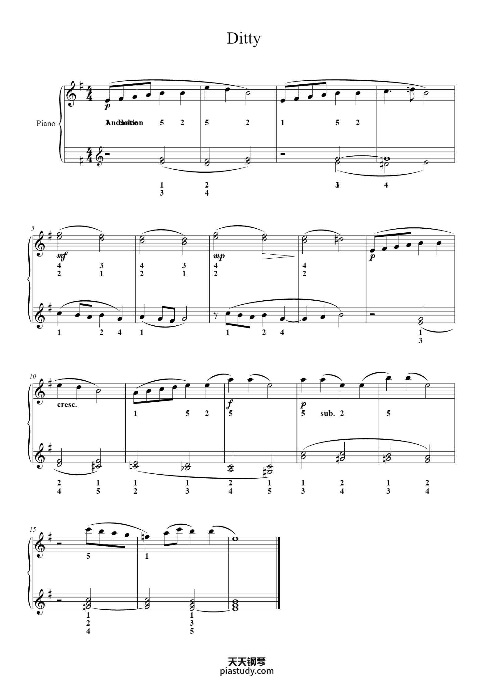 Ditty Sheets.pdf Ditty钢琴谱 - 佚名 - free piano sheet music - PiaNoproblem