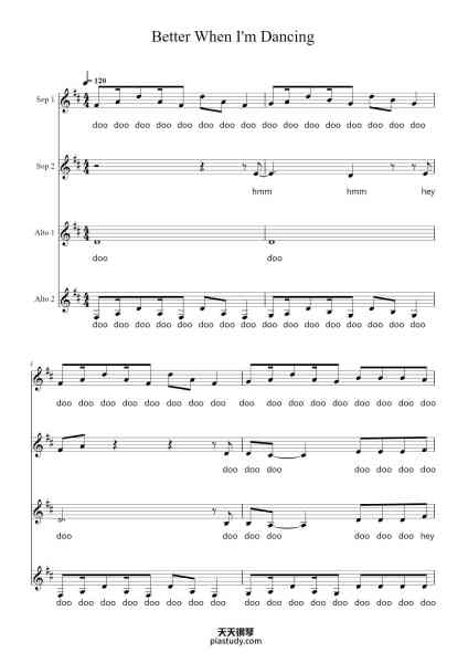 “Better When I'm Dancing”钢琴谱-arr. by S. Buchmann
originally by Meghan Trainor
-免费下载-天天钢琴