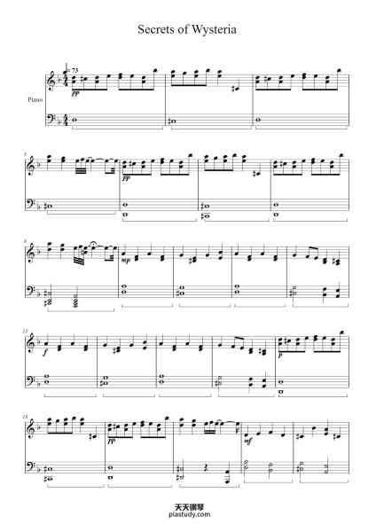 “Secrets of Wysteria”钢琴谱-Composed by SteamPianist Vocals by Oliver Arranged by kkojiro-免费下载-天天钢琴