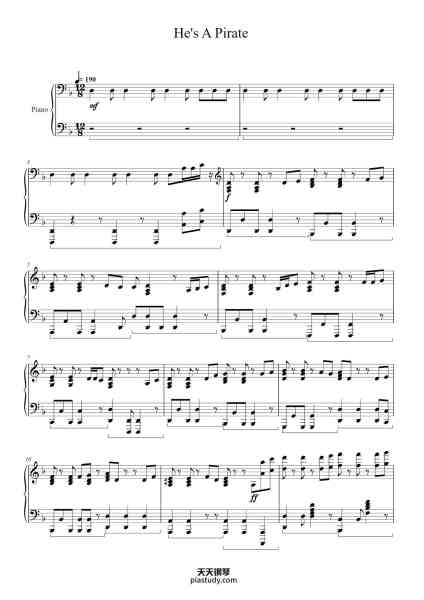 “He's A Pirate”钢琴谱-Hans Zimmer/ Klaus Badelt-免费下载-天天钢琴