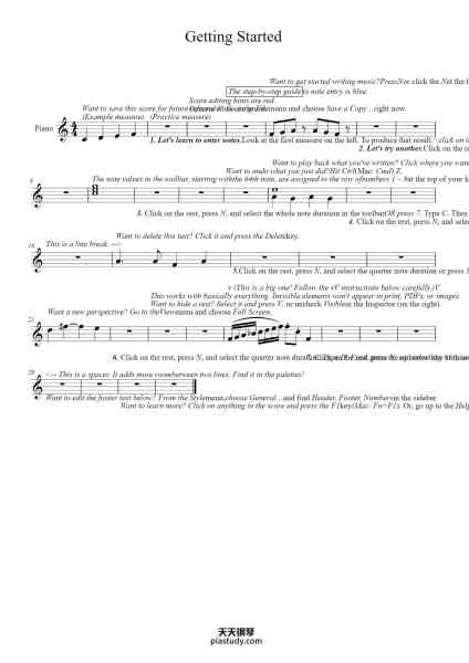 “Getting Started”钢琴谱-MuseScore Team-免费下载-天天钢琴